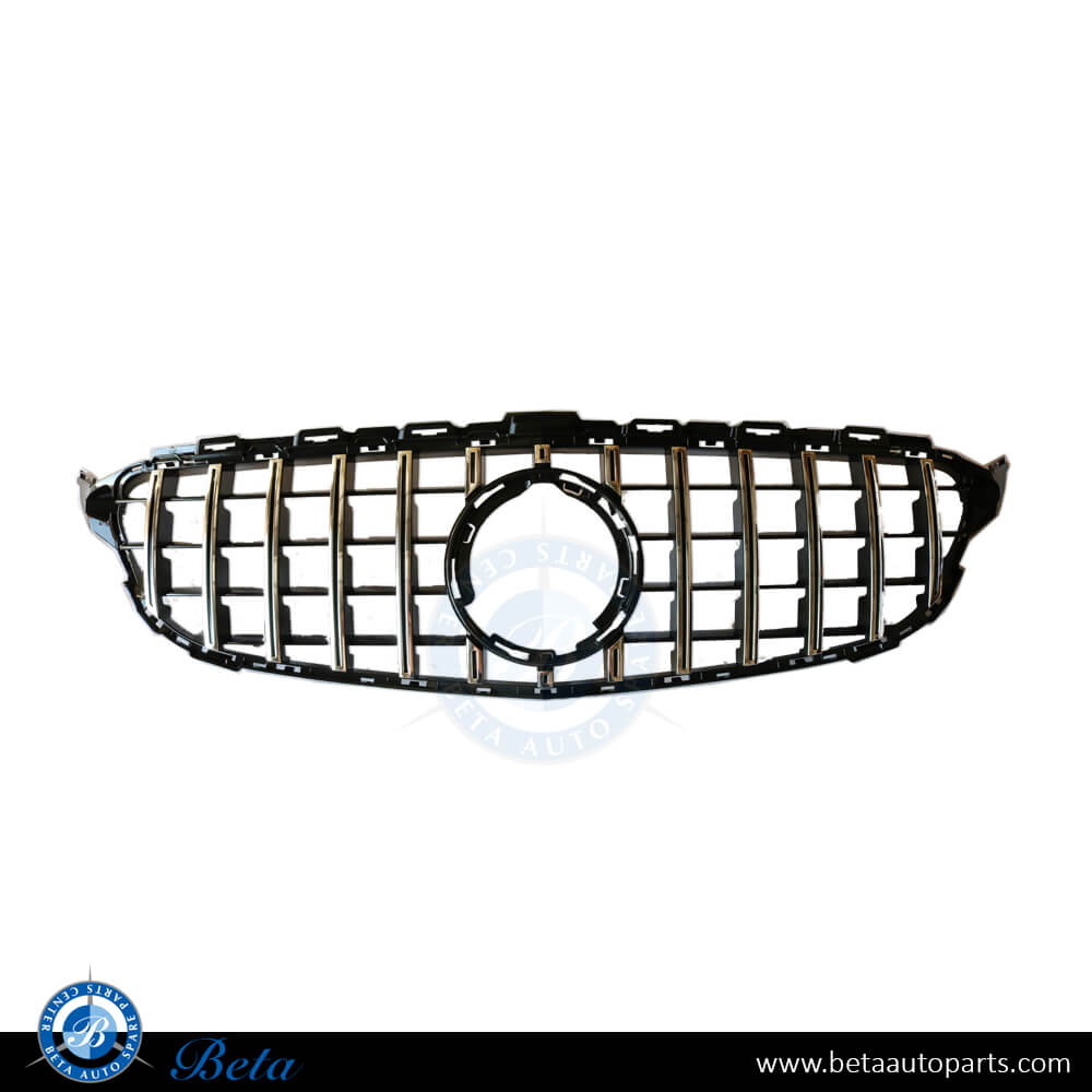 Grille GT Style without Camera Hole Black and Chrome color for Mercedes C-Class W205 2019-up models Grille GT Style without Camera Hole Black and Chrome color for Mercedes C-Class W205 2019-up models